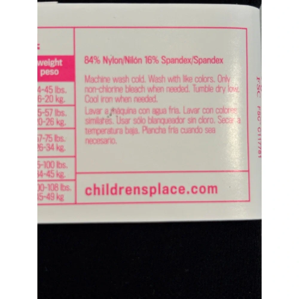 The Childrens Place Girls Black Tights Size 12-14 Solid Opaque Stretch Leggings